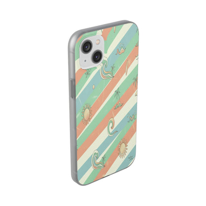 Beach Vibes Phone Case — Retro Pastel Surf & Palm Protective Flexi Case
