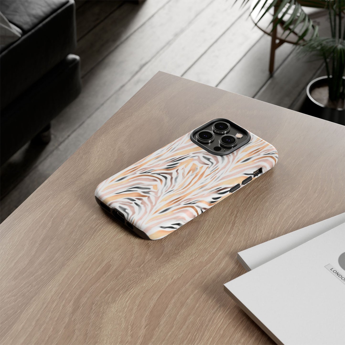 Tough Case — Neutral Watercolor Tiger Stripe Phone Case