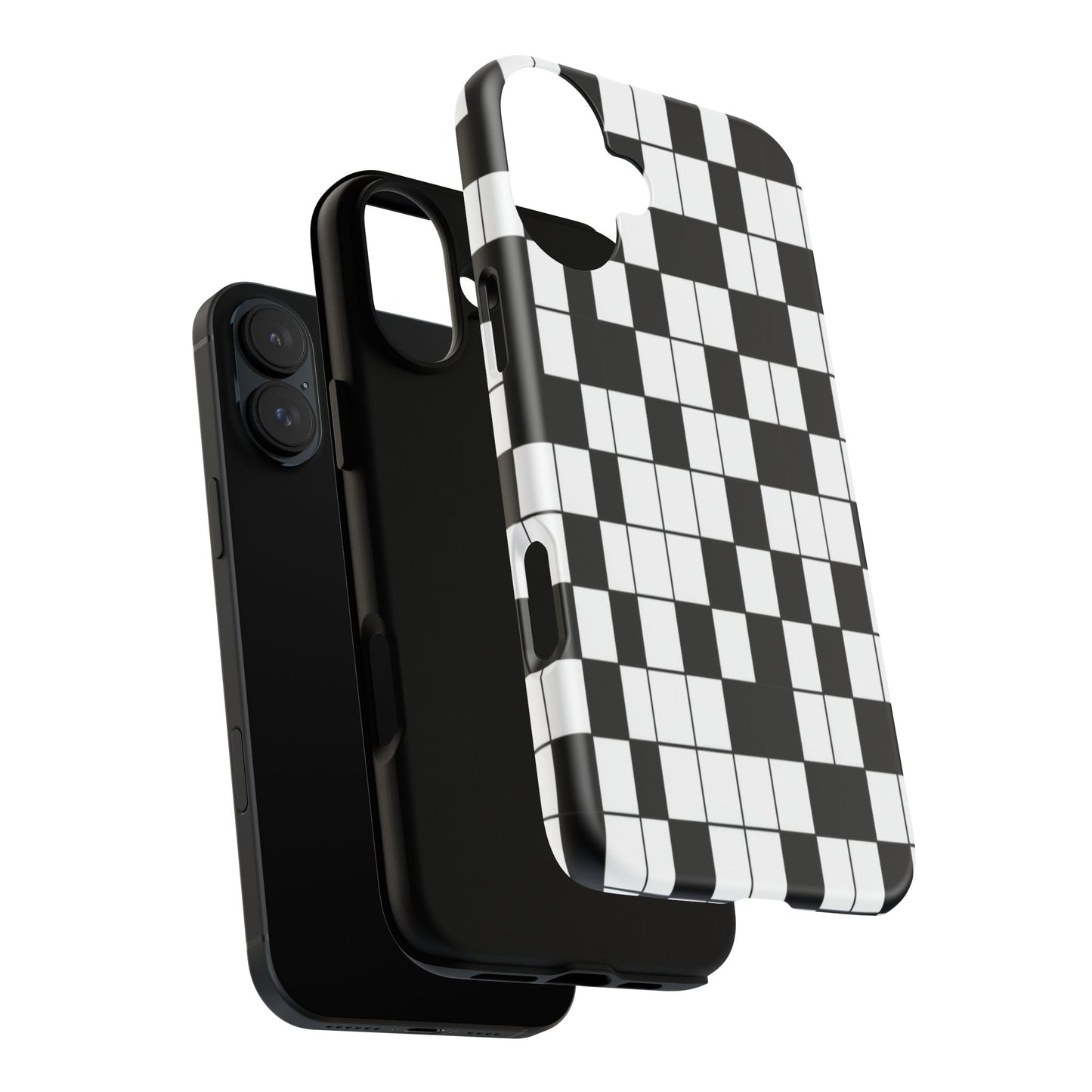 Crossword Grid Phone Case — Black & White Puzzle Pattern Tough Phone Cover