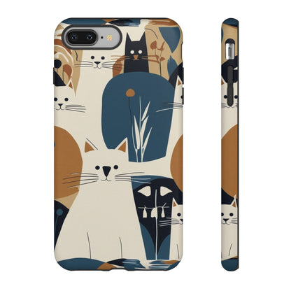 Cat Pattern Phone Case – Retro Abstract Cats Protective iPhone Cover