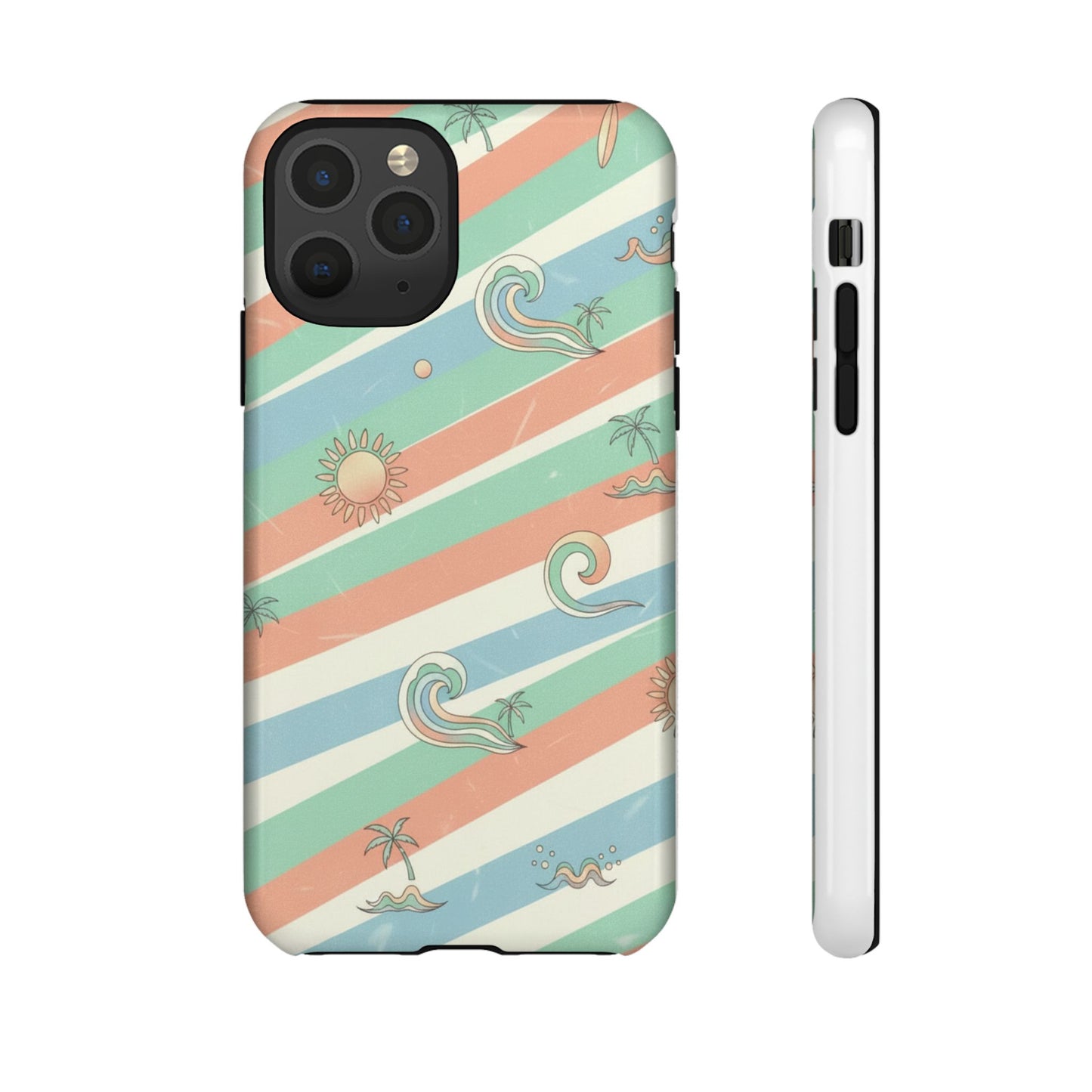 Surf Stripe Tough Phone Case — Retro Beach Waves Pattern