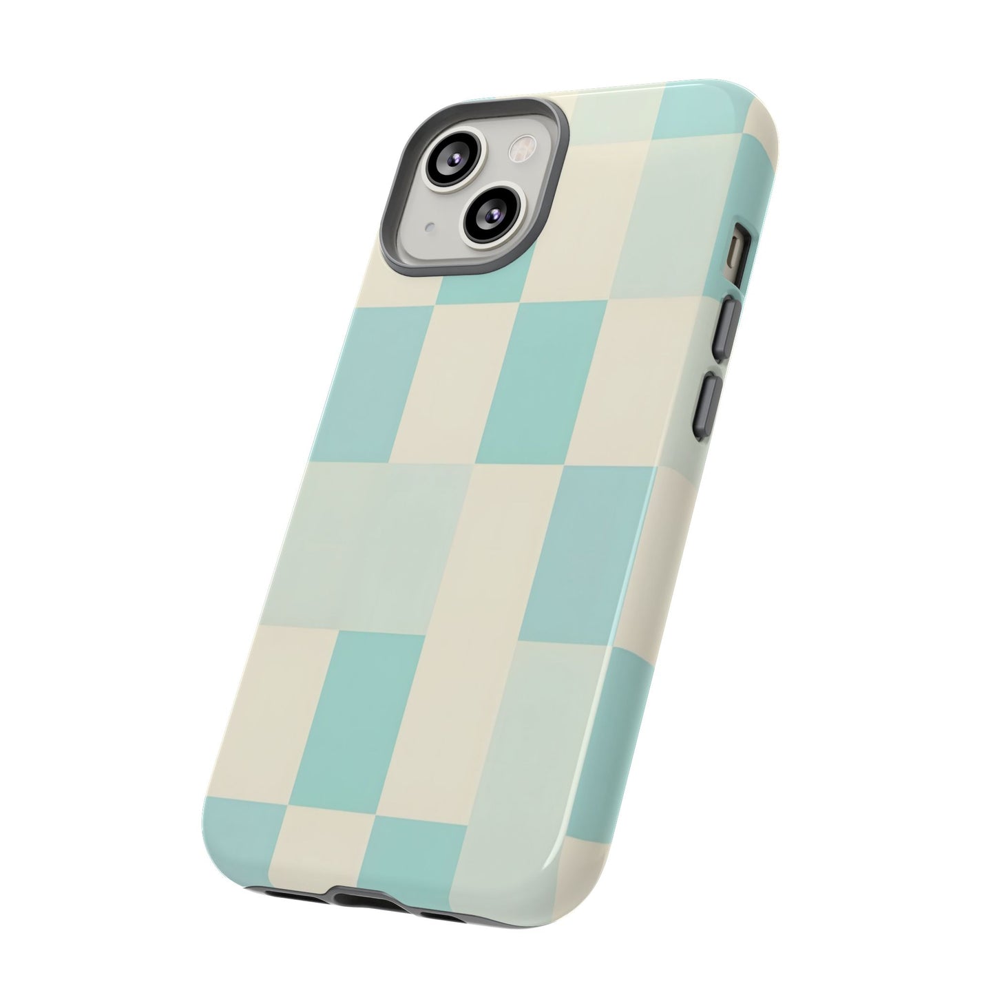 Pastel Checkerboard Tough Case – Mint & Cream Protective Phone Cover