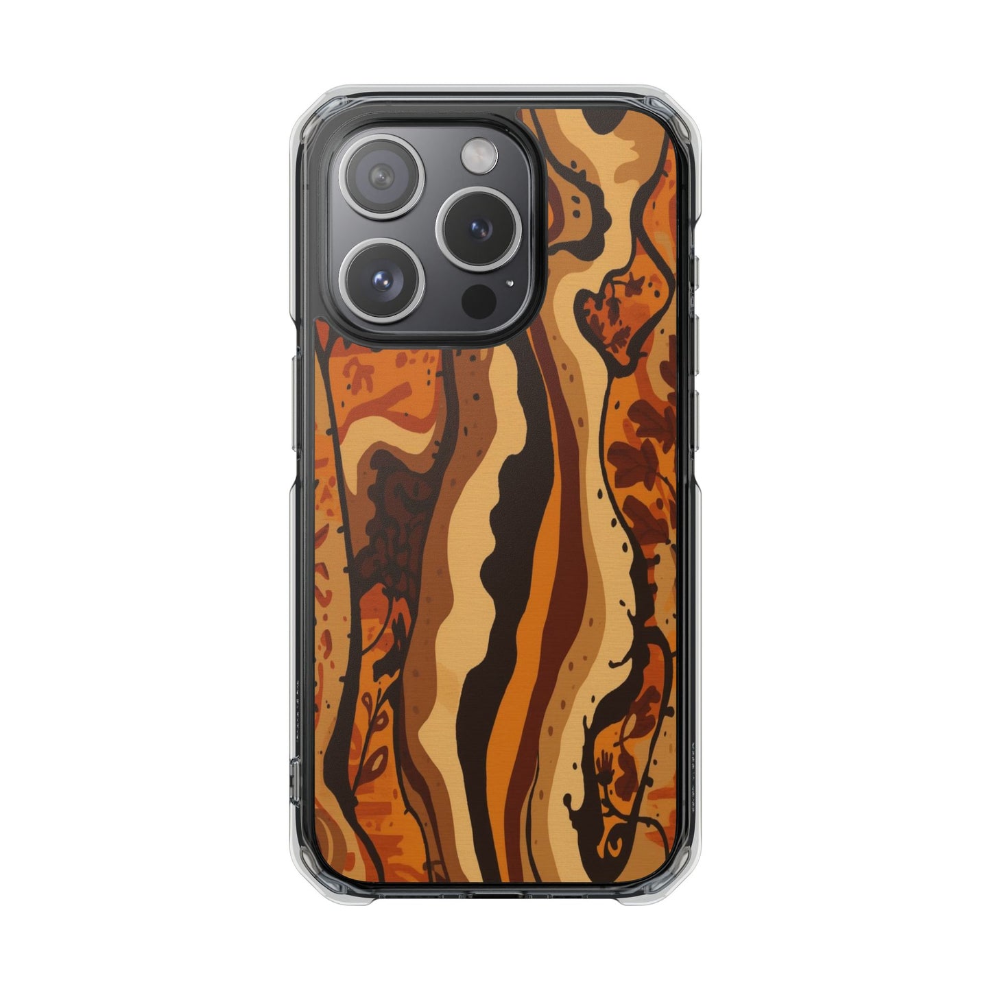 Amber Swirl Magnetic Clear Impact Phone Case — Protective Clear Case with Abstract Woodgrain Design