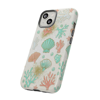 Seashell Coral Phone Case — Pastel Beach Shells Protective Tough Case