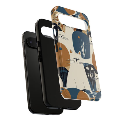 Cat Pattern Phone Case – Retro Abstract Cats Protective iPhone Cover