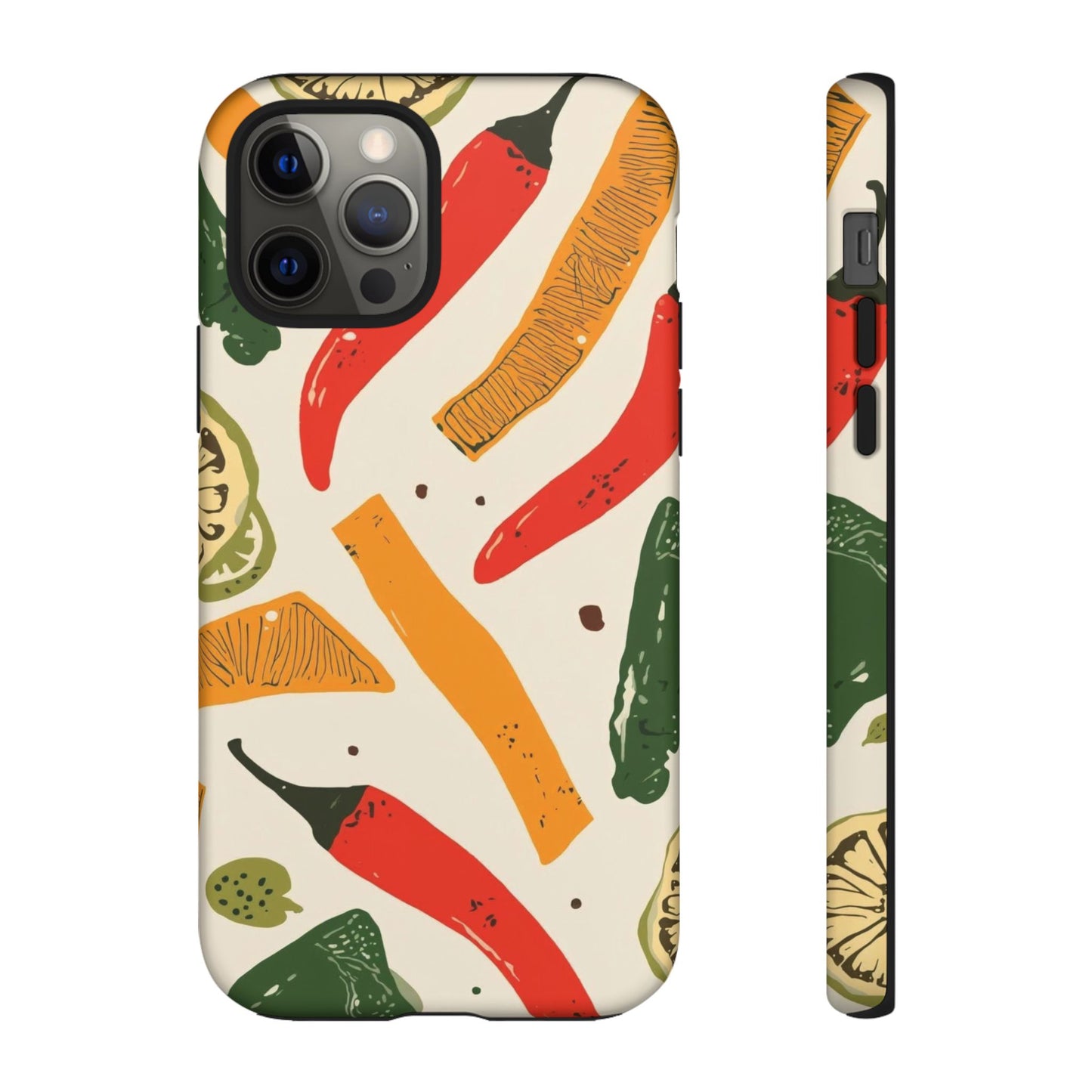 Spicy Peppers Phone Case – Colorful Chili, Lime & Citrus Pattern