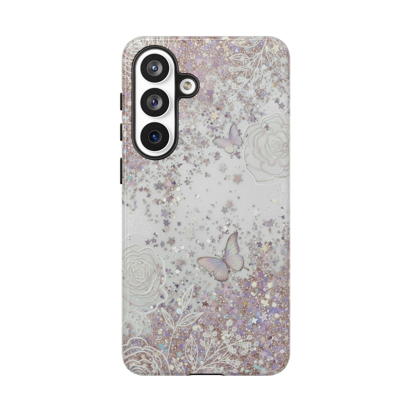 Butterfly Glitter Tough Phone Case — Floral Sparkle Protective Case