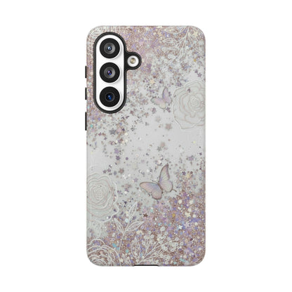 Butterfly Glitter Tough Phone Case — Floral Sparkle Protective Case