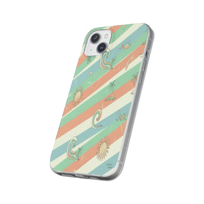 Beach Vibes Phone Case — Retro Pastel Surf & Palm Protective Flexi Case