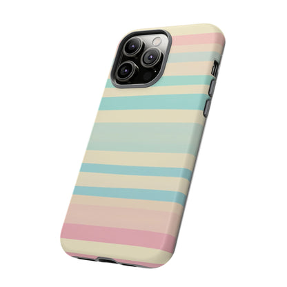 Pastel Striped Tough Phone Case – Protective Retro Rainbow Design