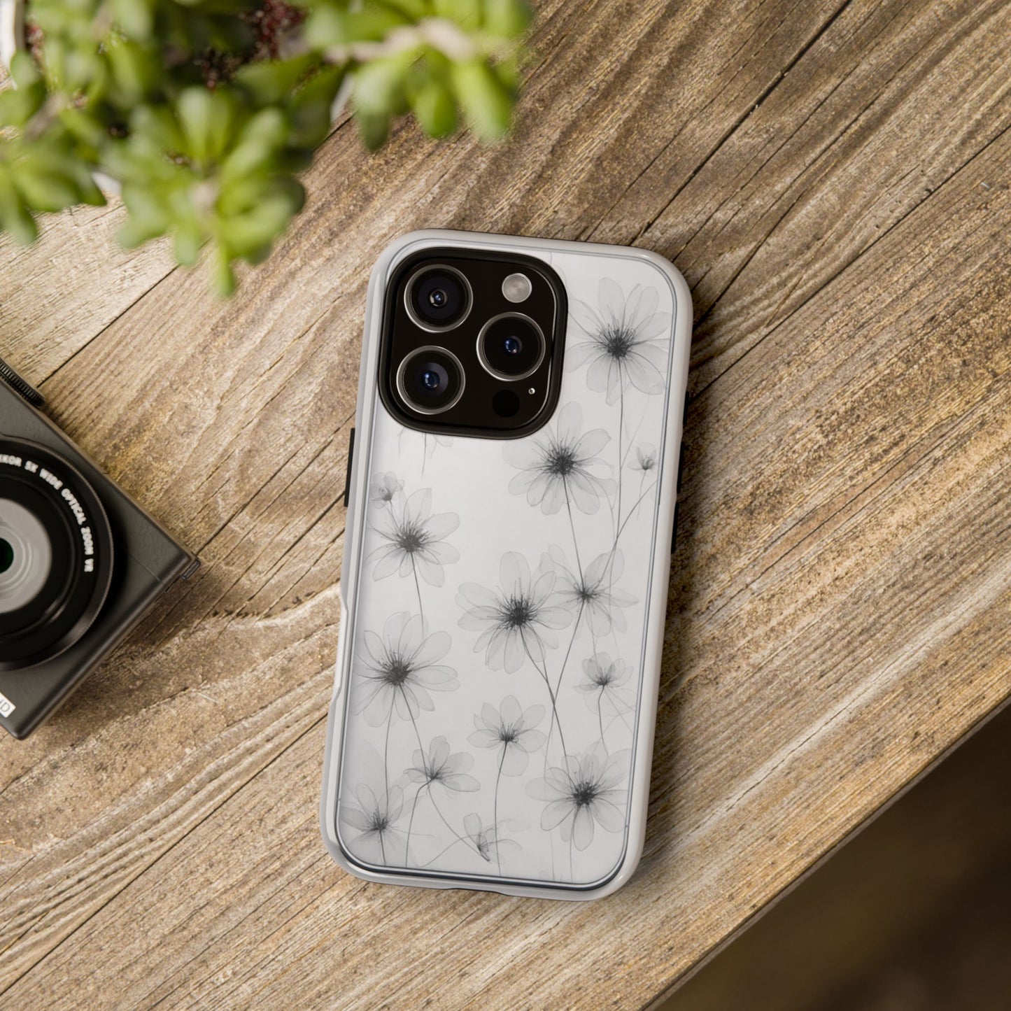 Tough Case — Black & White Floral Tough Phone Case