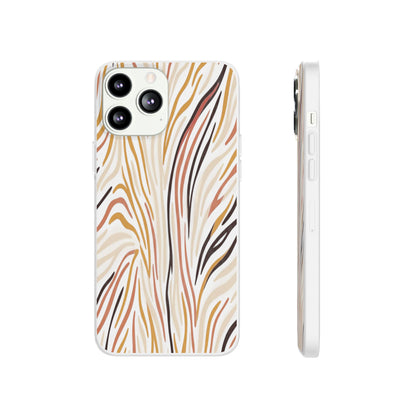 Marbled Neutral Stripe Phone Case — Abstract Beige & Terracotta Flexi Case