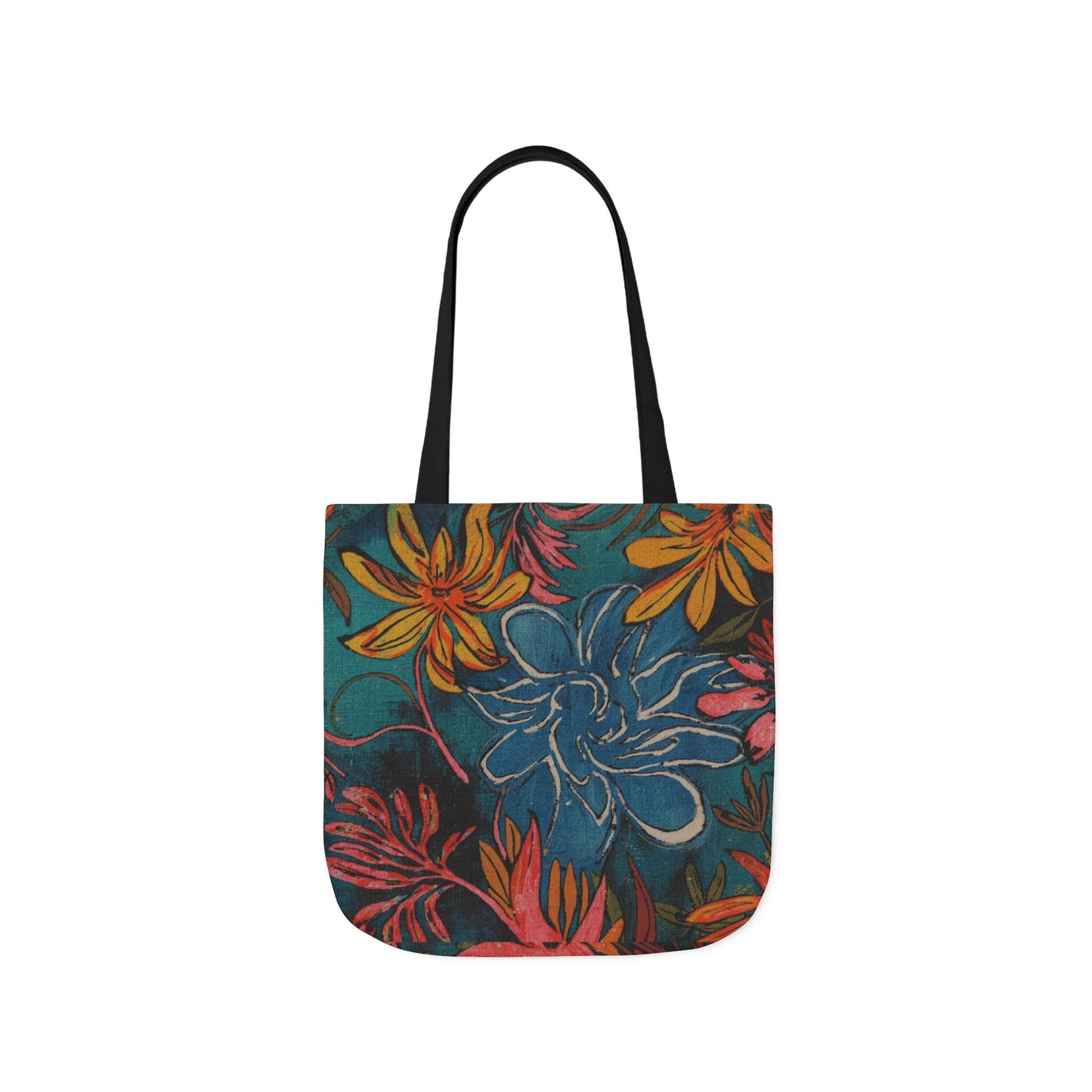 Floral Canvas Tote Bag — Vibrant Flower Print