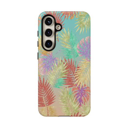 Tropical Palm Leaf Tough Phone Case – Colorful Pastel Botanical Protection
