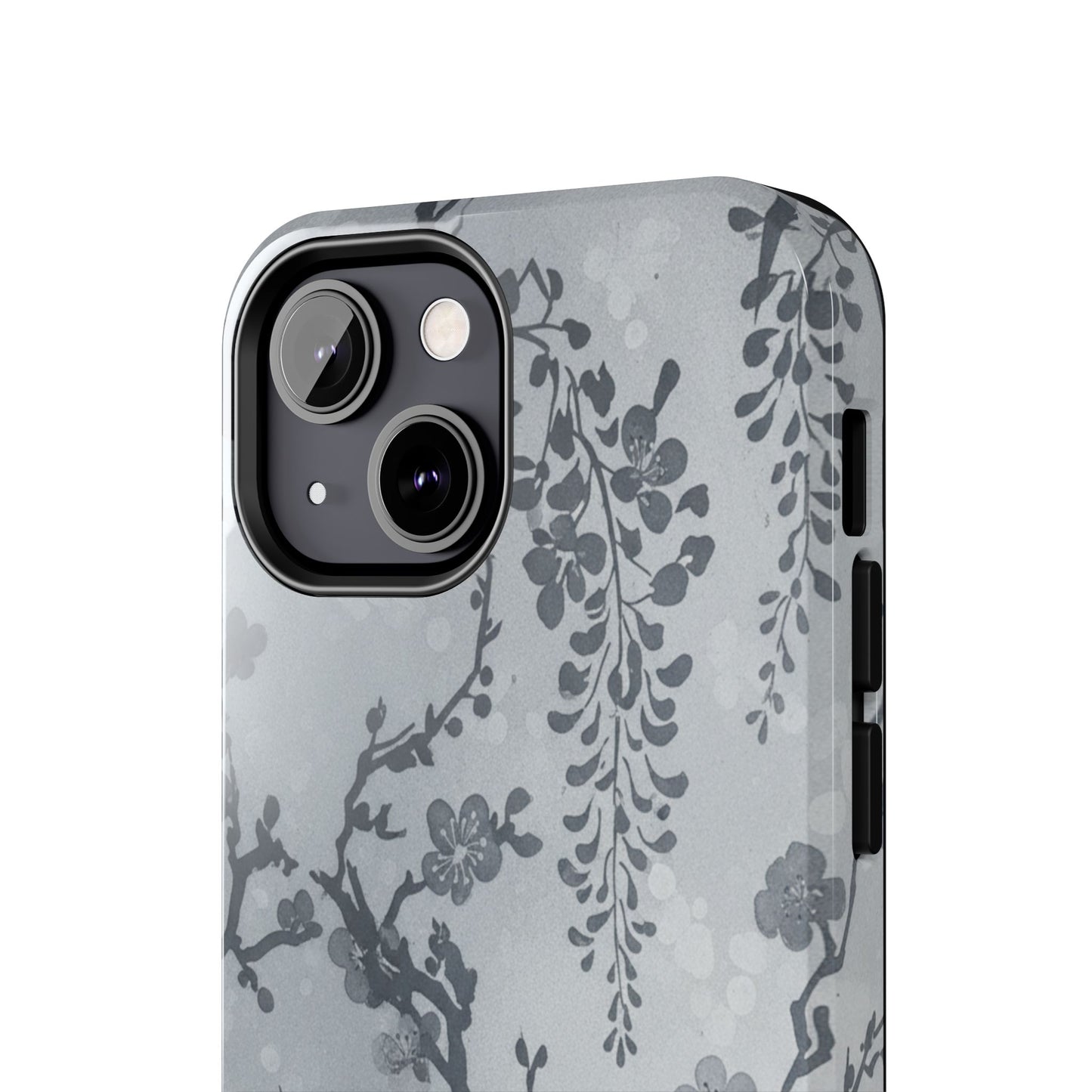 Tough Phone Case — Gray Cherry Blossom Ink Floral Design