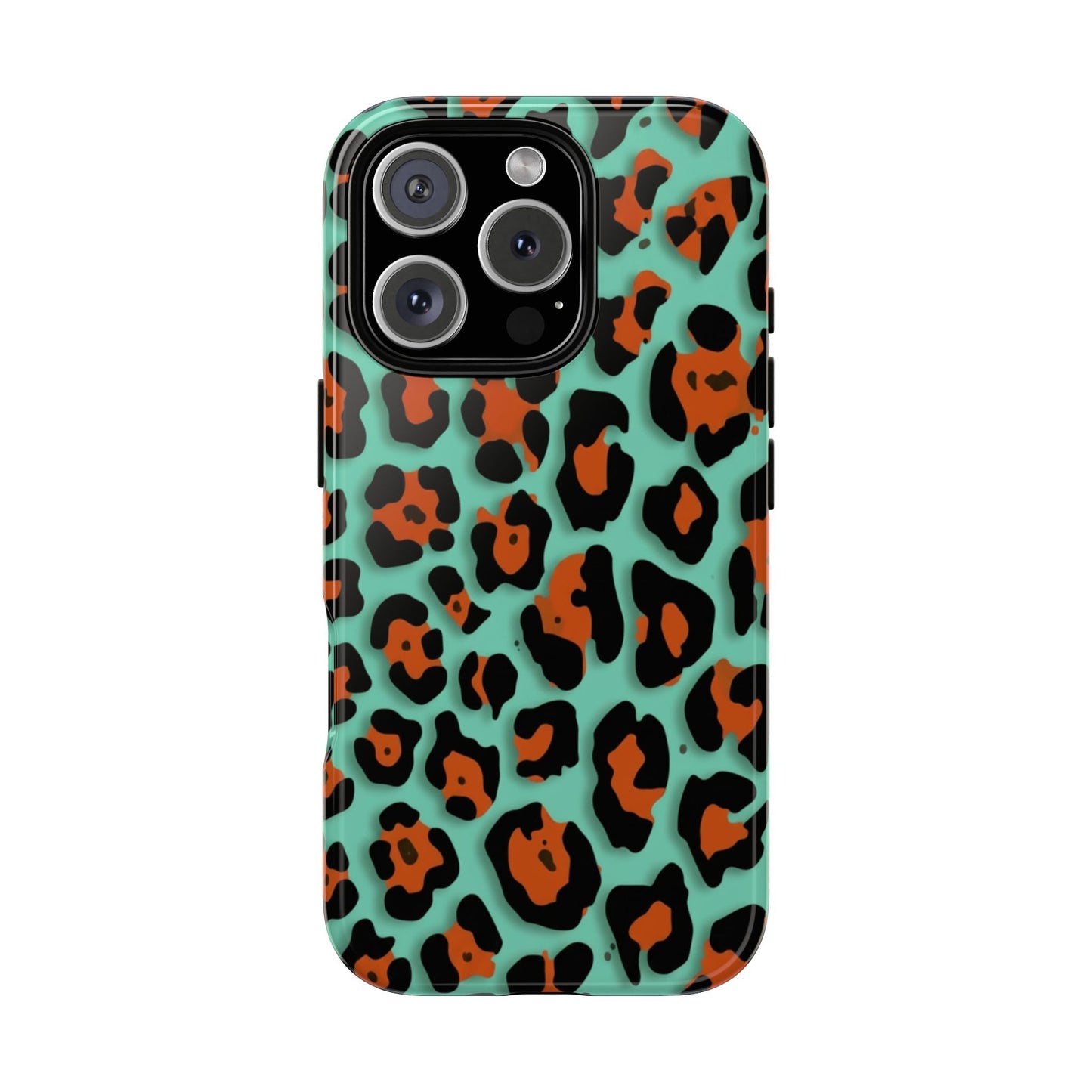 Teal & Rust Leopard Phone Case — Tough Protective Animal Print