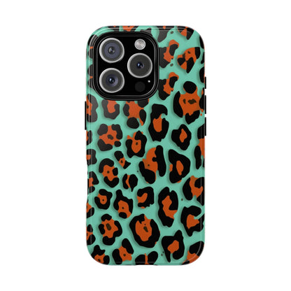 Teal & Rust Leopard Phone Case — Tough Protective Animal Print