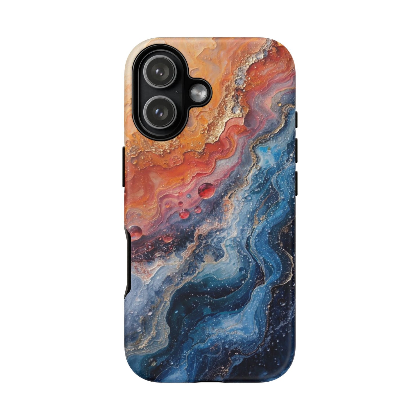 Marbled Galaxy Tough Phone Case — Abstract Blue & Coral Protective Cover