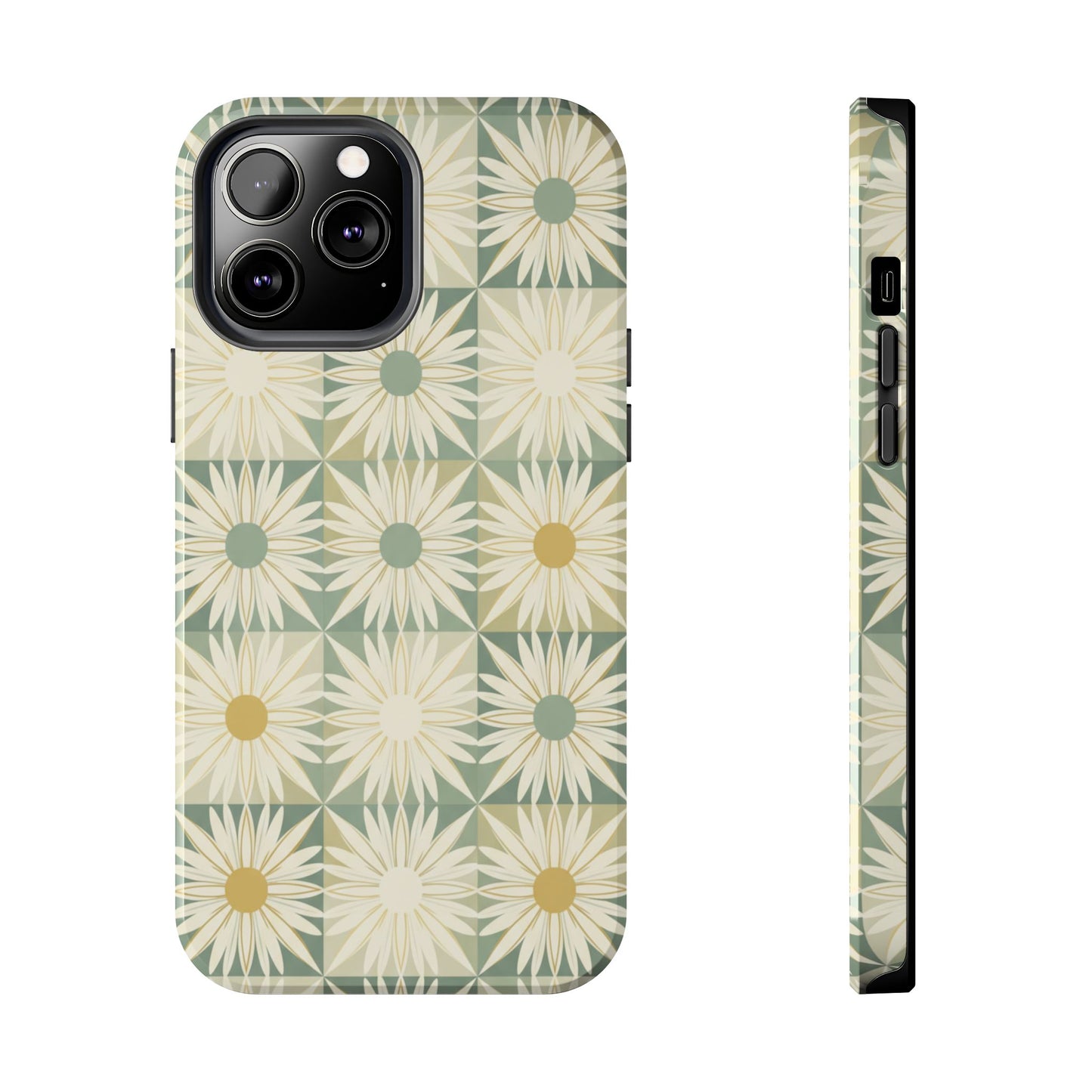 Retro Daisy Tough Phone Case — Vintage Floral Protective Cover for iPhone