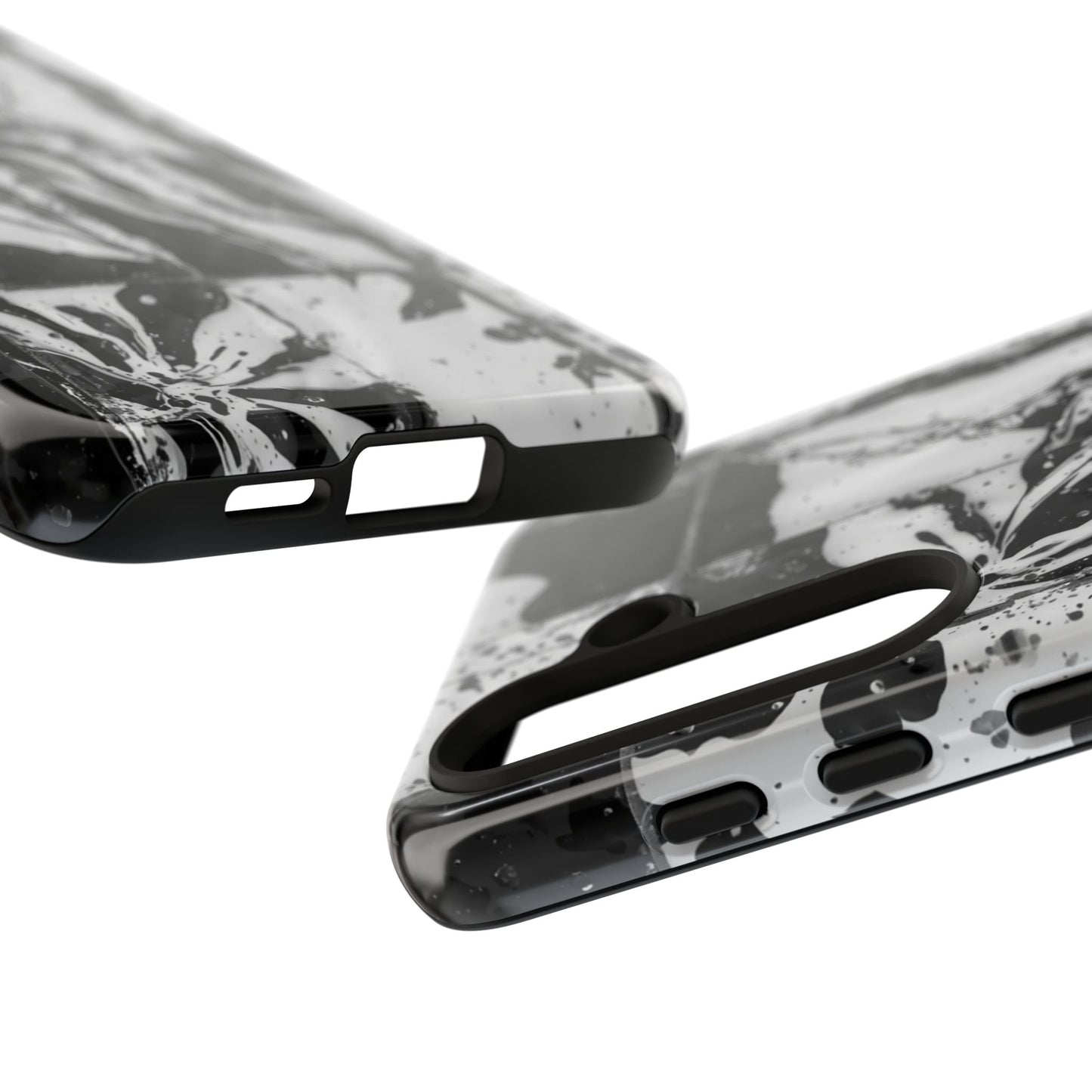 Monochrome Tile Floral Tough Phone Case