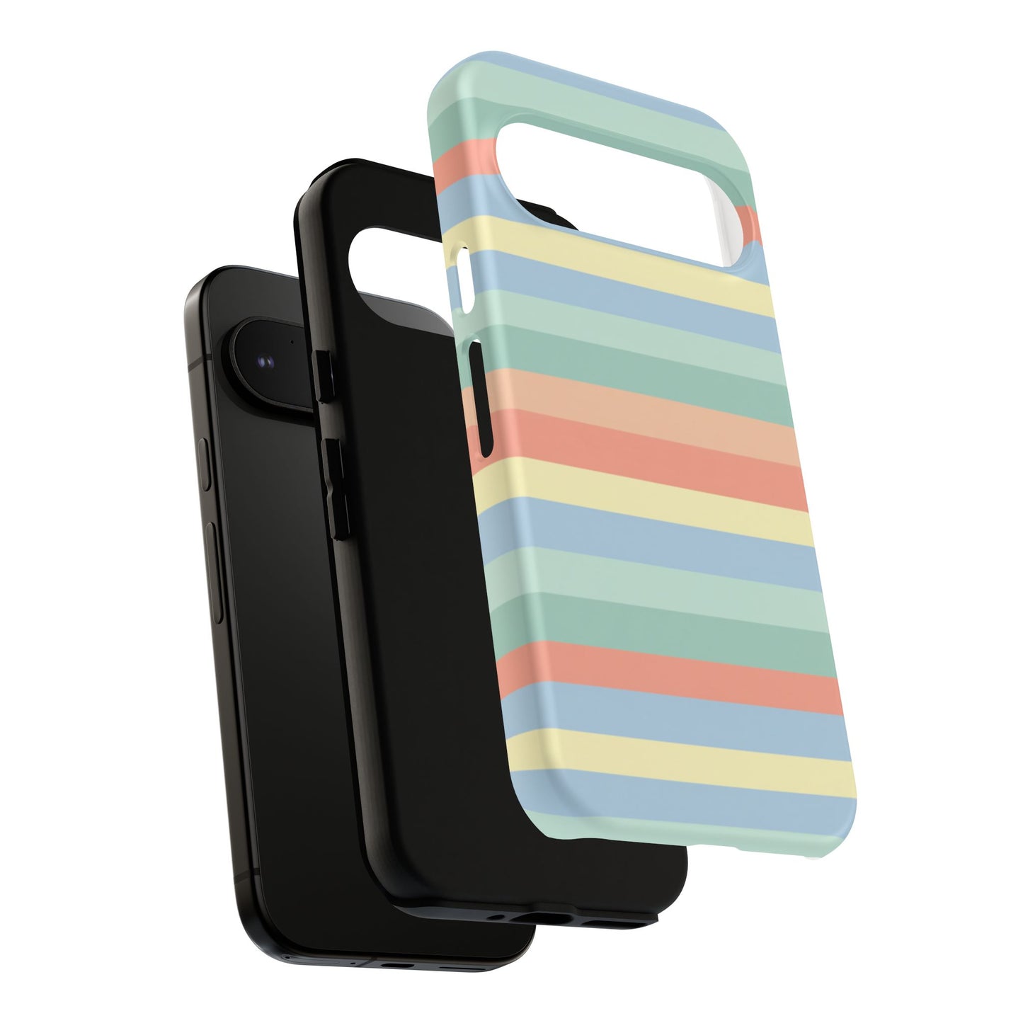 Pastel Striped Phone Case — Retro Horizontal Multi-Color Tough Case
