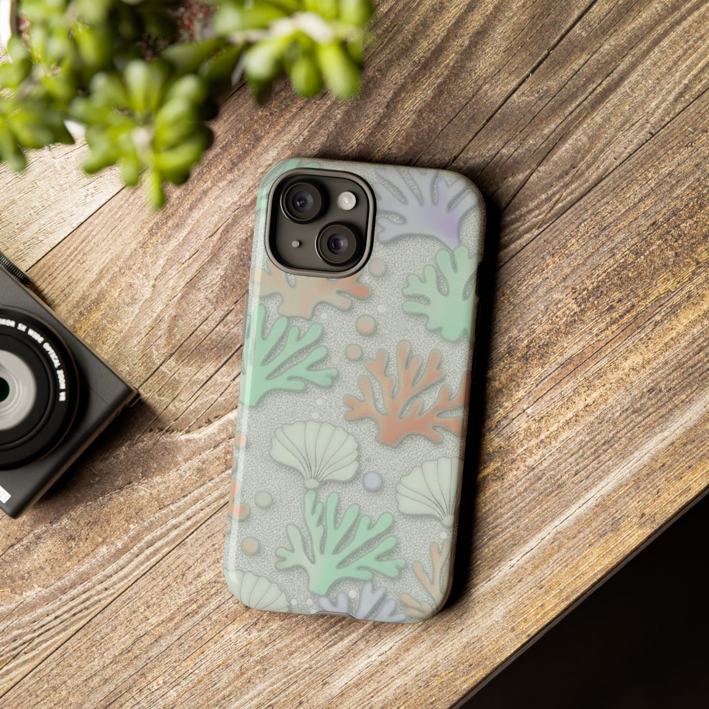 Pastel Coral Reef Tough Phone Case – Sea Shell & Coral Pattern Durable Protector
