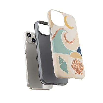 Sea Breeze Tough Phone Case — Retro Waves & Shells Design