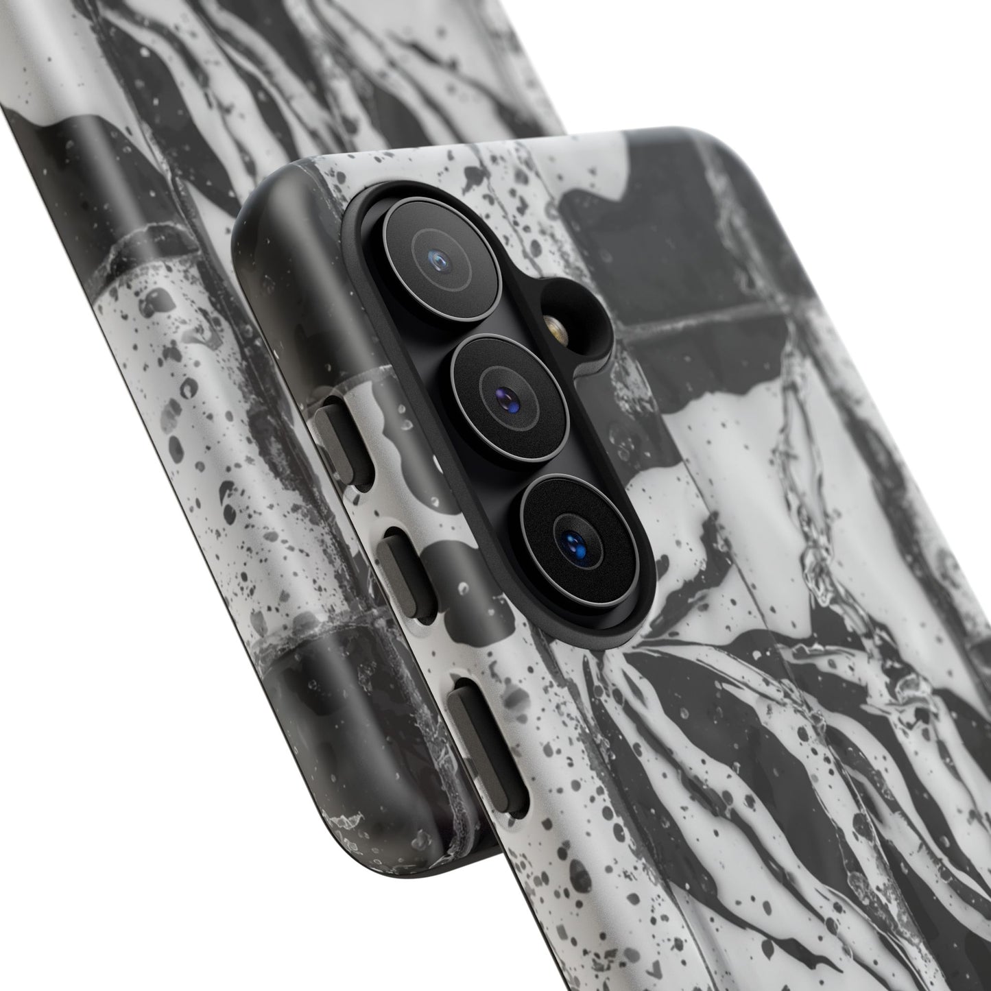 Monochrome Tile Floral Tough Phone Case