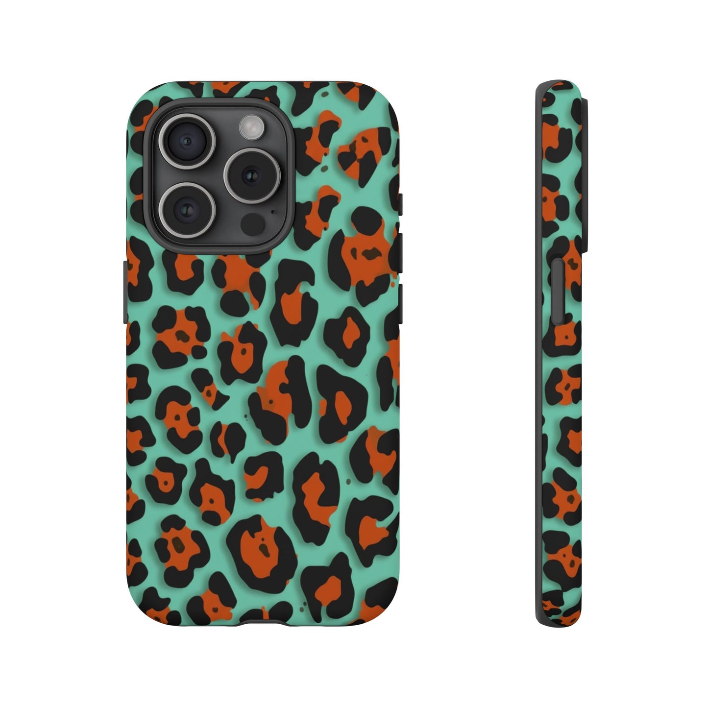 Teal & Rust Leopard Phone Case — Tough Protective Animal Print