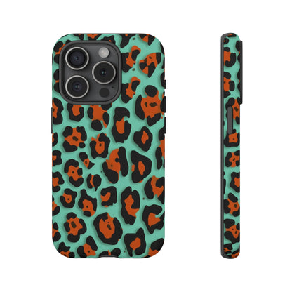 Teal & Rust Leopard Phone Case — Tough Protective Animal Print