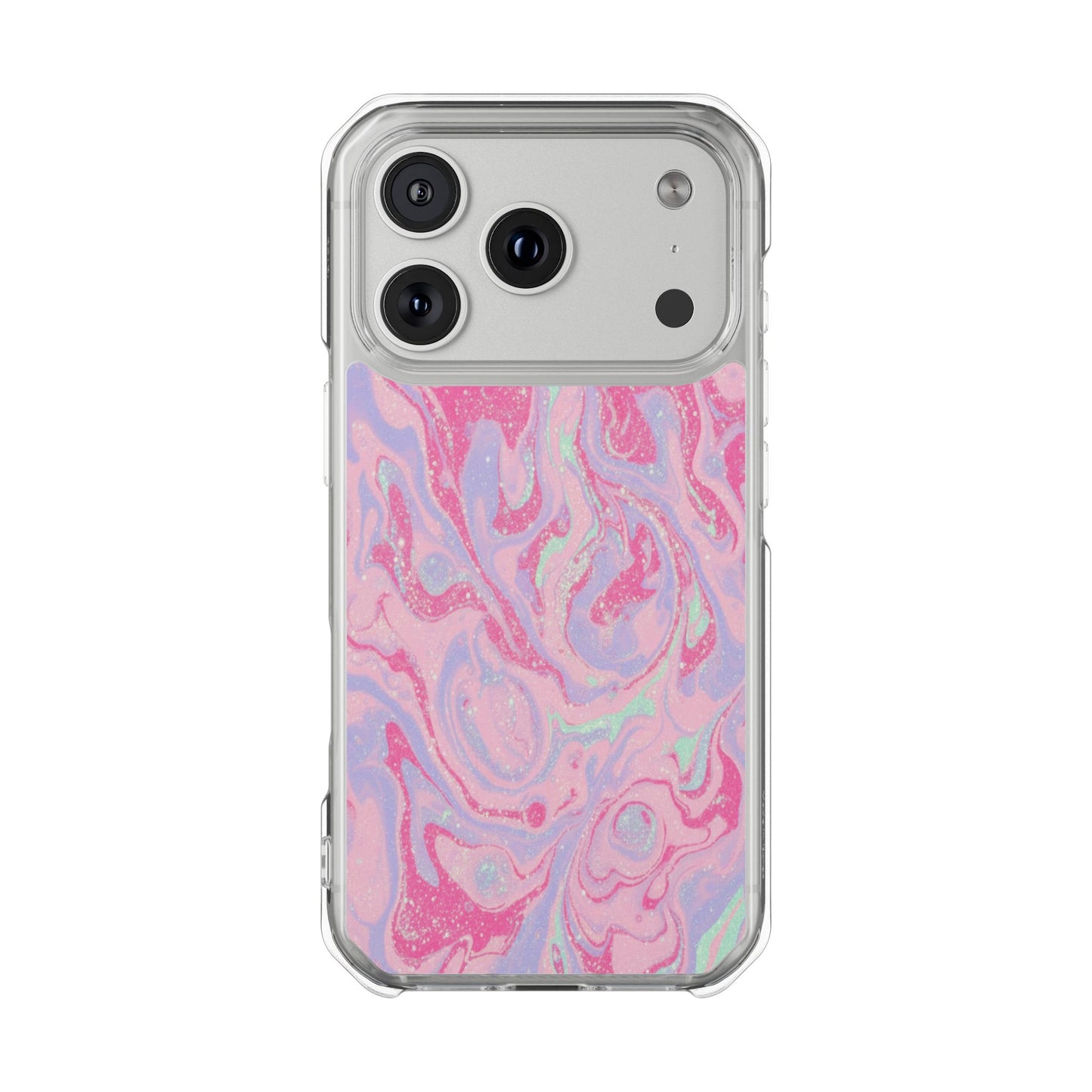 Pink Marble Magnetic Clear Phone Case — Impact-Resistant iPhone Cover
