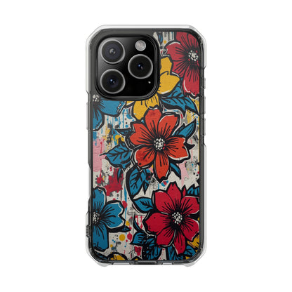 Clear Magnetic Phone Case — Colorful Floral Impact Protection