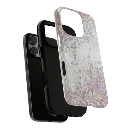 Butterfly Glitter Tough Phone Case — Floral Sparkle Protective Case