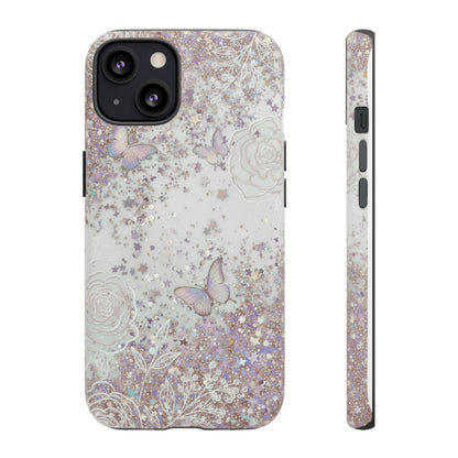 Butterfly Glitter Tough Phone Case — Floral Sparkle Protective Case