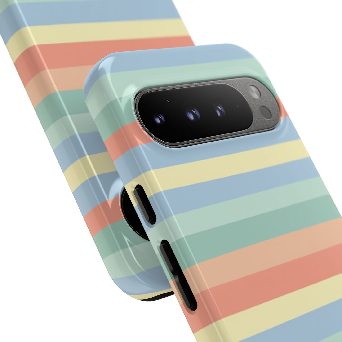 Pastel Striped Phone Case — Retro Horizontal Multi-Color Tough Case