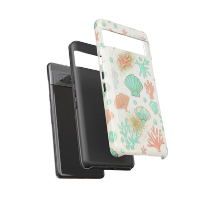 Seashell Coral Phone Case — Pastel Beach Shells Protective Tough Case