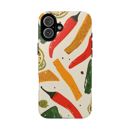 Spicy Peppers Phone Case – Colorful Chili, Lime & Citrus Pattern
