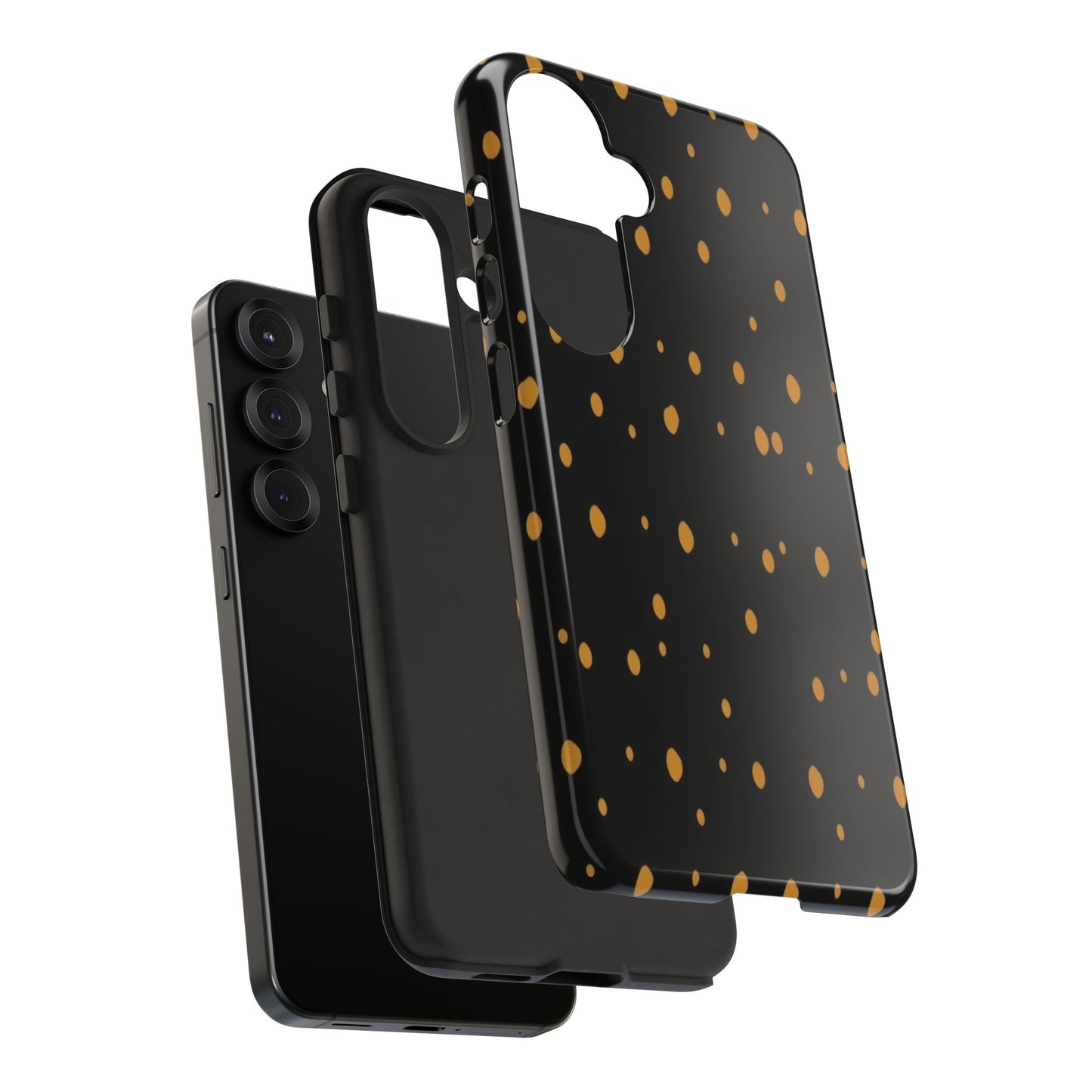Black & Gold Dot Tough Phone Case — Protective Sparkle Pattern