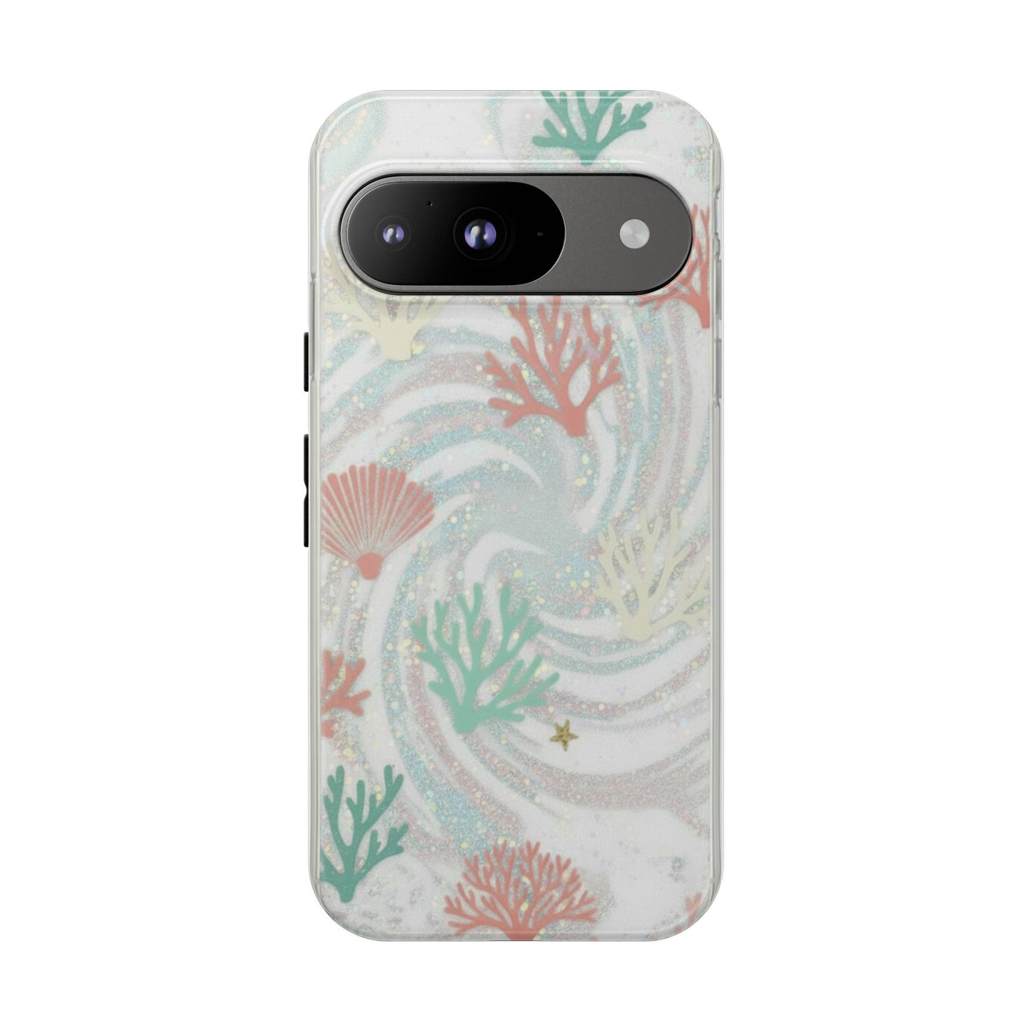 Seafoam Coral Tough Phone Case - Pastel Ocean Wave Design