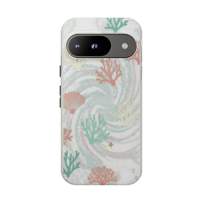 Seafoam Coral Tough Phone Case - Pastel Ocean Wave Design