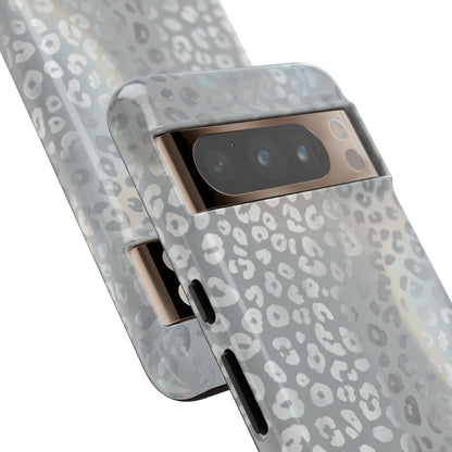 Grey Leopard Print Tough Phone Case — Durable Protective iPhone Cover