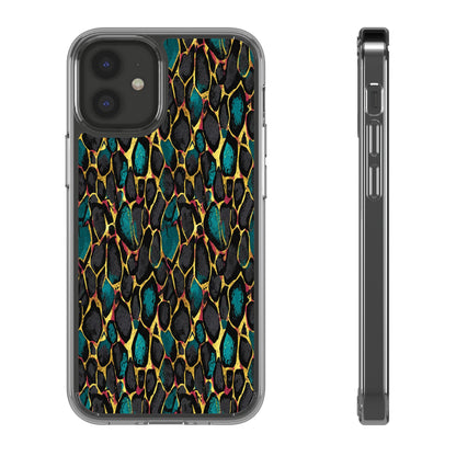Teal Gold Leopard Clear Phone Case