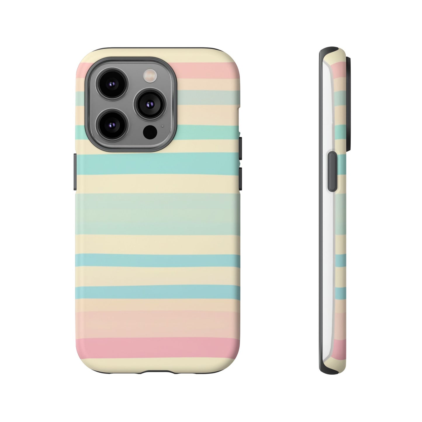 Pastel Striped Tough Phone Case – Protective Retro Rainbow Design