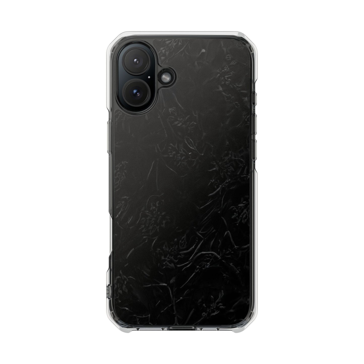 Magnetic Impact Phone Case — Black Floral Design