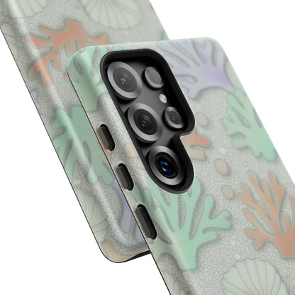 Pastel Coral Reef Tough Phone Case – Sea Shell & Coral Pattern Durable Protector