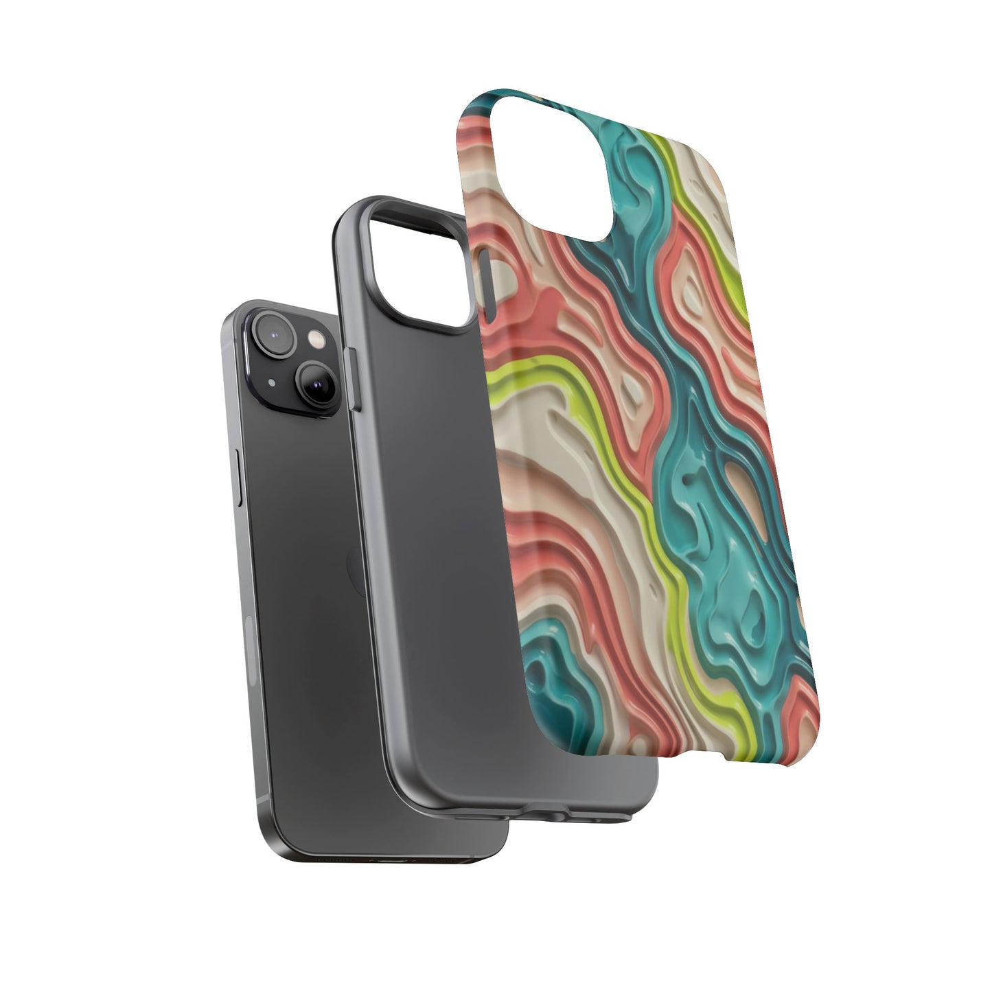 Abstract Contour Phone Case — Colorful Topographic Pattern Tough Case