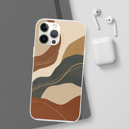 Abstract Earth Tone Phone Case — Boho Wavy Flexi Case