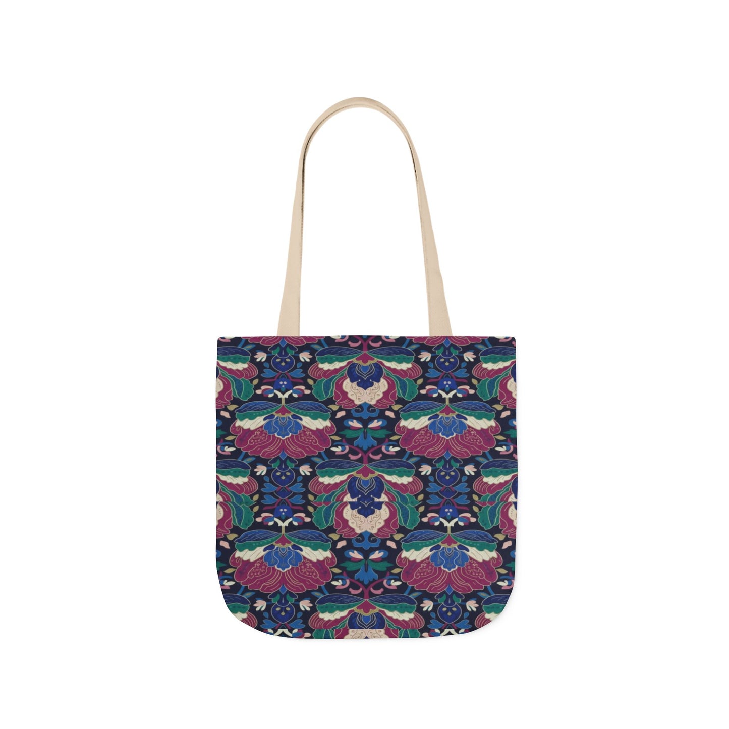 Floral Kaleidoscope Canvas Tote Bag — Colorful Patterned Market Tote
