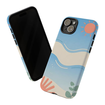 Beach Waves Tough Phone Case — Summer Sun & Seashell Protective Cover