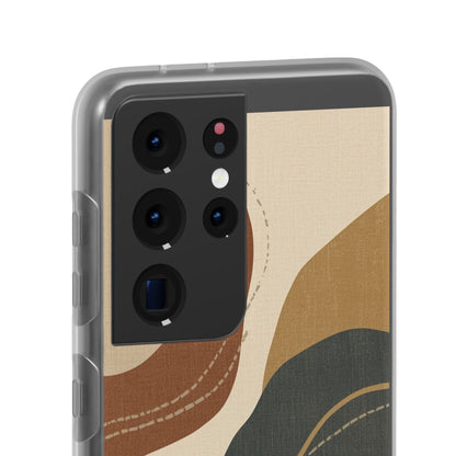 Abstract Earth Tone Phone Case — Boho Wavy Flexi Case